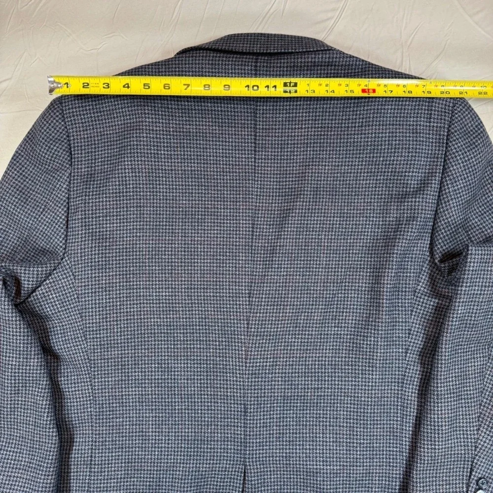Meeting Street Mens Grey Houndstooth Lambswool Cashmere‎ Blazer Jacket 2 Button